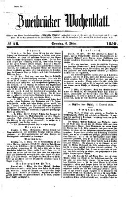 Zweibrücker Wochenblatt Sonntag 6. März 1859