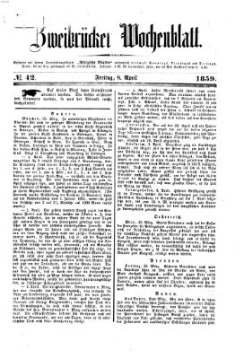 Zweibrücker Wochenblatt Freitag 8. April 1859