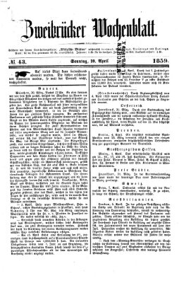 Zweibrücker Wochenblatt Sonntag 10. April 1859