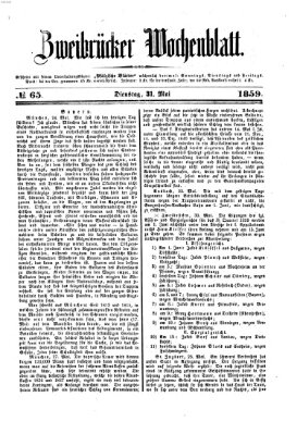 Zweibrücker Wochenblatt Dienstag 31. Mai 1859