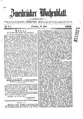 Zweibrücker Wochenblatt Dienstag 14. Juni 1859