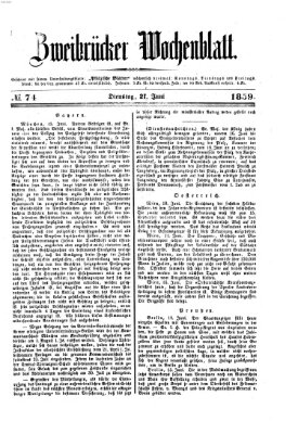 Zweibrücker Wochenblatt Dienstag 21. Juni 1859