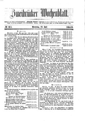 Zweibrücker Wochenblatt Sonntag 17. Juli 1859