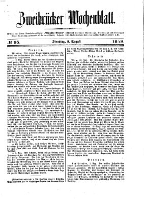 Zweibrücker Wochenblatt Dienstag 9. August 1859