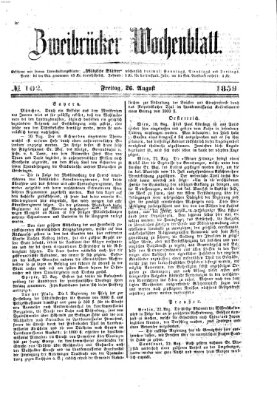 Zweibrücker Wochenblatt Freitag 26. August 1859