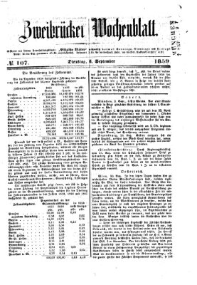 Zweibrücker Wochenblatt Dienstag 6. September 1859