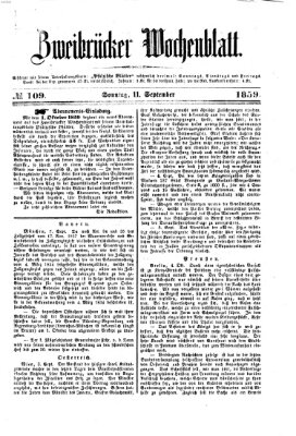 Zweibrücker Wochenblatt Sonntag 11. September 1859