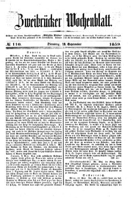 Zweibrücker Wochenblatt Dienstag 13. September 1859