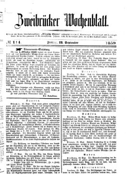 Zweibrücker Wochenblatt Freitag 23. September 1859