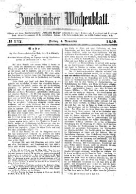 Zweibrücker Wochenblatt Freitag 4. November 1859