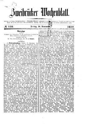 Zweibrücker Wochenblatt Freitag 18. November 1859