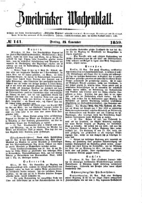 Zweibrücker Wochenblatt Freitag 25. November 1859