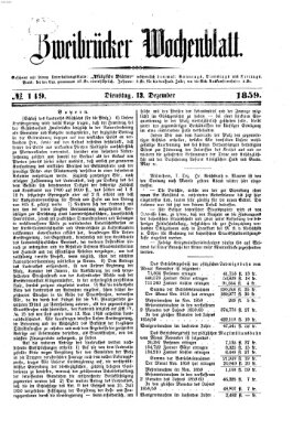 Zweibrücker Wochenblatt Dienstag 13. Dezember 1859