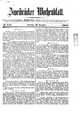 Zweibrücker Wochenblatt Sonntag 25. Dezember 1859