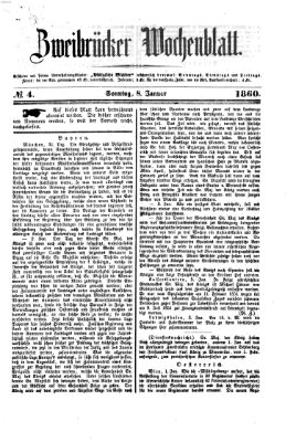 Zweibrücker Wochenblatt Sonntag 8. Januar 1860