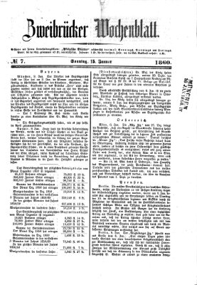 Zweibrücker Wochenblatt Sonntag 15. Januar 1860