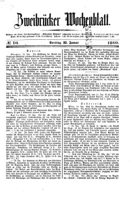 Zweibrücker Wochenblatt Sonntag 22. Januar 1860