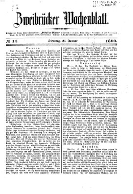 Zweibrücker Wochenblatt Dienstag 24. Januar 1860