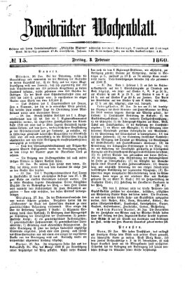 Zweibrücker Wochenblatt Freitag 3. Februar 1860