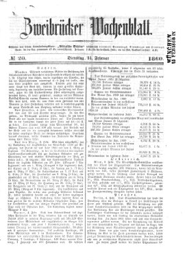 Zweibrücker Wochenblatt Dienstag 14. Februar 1860