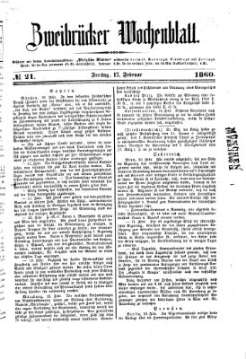 Zweibrücker Wochenblatt Freitag 17. Februar 1860