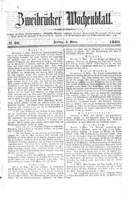 Zweibrücker Wochenblatt Freitag 9. März 1860