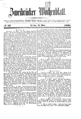 Zweibrücker Wochenblatt Freitag 16. März 1860