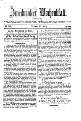 Zweibrücker Wochenblatt Dienstag 27. März 1860