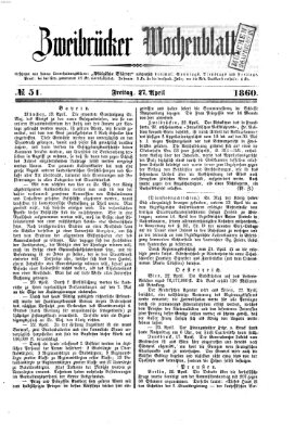 Zweibrücker Wochenblatt Freitag 27. April 1860