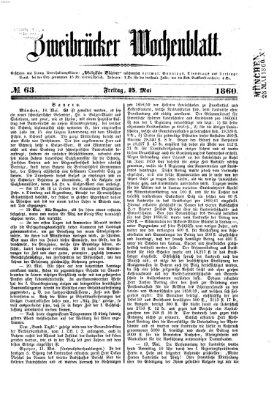 Zweibrücker Wochenblatt Freitag 25. Mai 1860