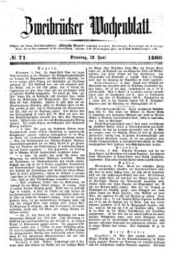 Zweibrücker Wochenblatt Dienstag 12. Juni 1860