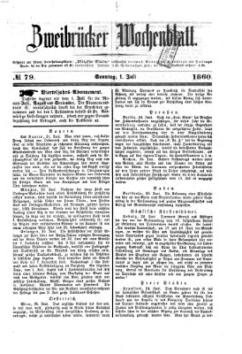 Zweibrücker Wochenblatt Sonntag 1. Juli 1860