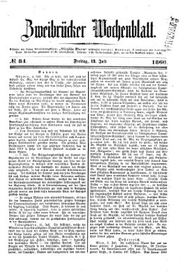 Zweibrücker Wochenblatt Freitag 13. Juli 1860