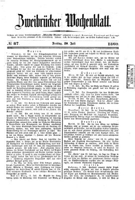 Zweibrücker Wochenblatt Freitag 20. Juli 1860