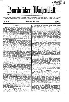 Zweibrücker Wochenblatt Sonntag 22. Juli 1860