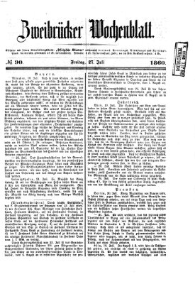 Zweibrücker Wochenblatt Freitag 27. Juli 1860