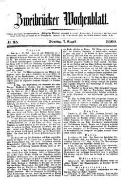 Zweibrücker Wochenblatt Dienstag 7. August 1860