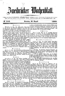 Zweibrücker Wochenblatt Sonntag 26. August 1860