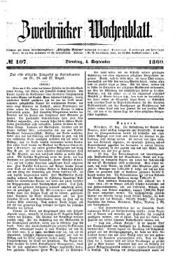 Zweibrücker Wochenblatt Dienstag 4. September 1860