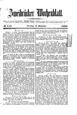 Zweibrücker Wochenblatt Dienstag 18. September 1860