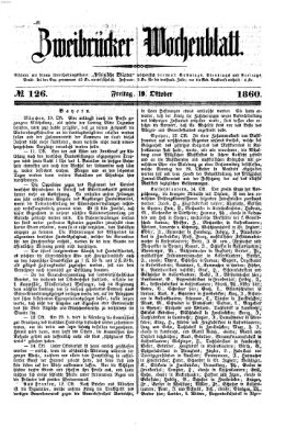 Zweibrücker Wochenblatt Freitag 19. Oktober 1860