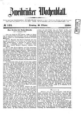 Zweibrücker Wochenblatt Dienstag 30. Oktober 1860