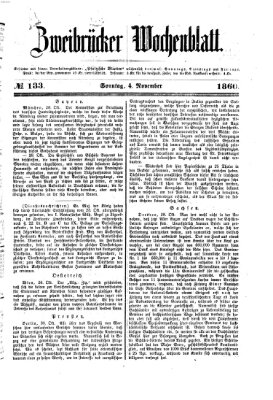 Zweibrücker Wochenblatt Sonntag 4. November 1860