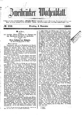 Zweibrücker Wochenblatt Dienstag 6. November 1860