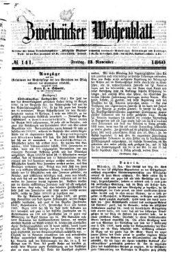 Zweibrücker Wochenblatt Freitag 23. November 1860