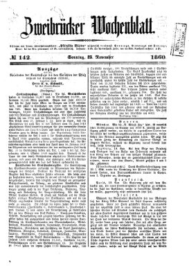 Zweibrücker Wochenblatt Sonntag 25. November 1860