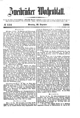 Zweibrücker Wochenblatt Sonntag 23. Dezember 1860