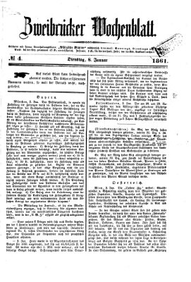 Zweibrücker Wochenblatt Dienstag 8. Januar 1861