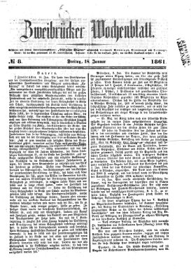 Zweibrücker Wochenblatt Freitag 18. Januar 1861