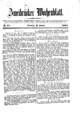 Zweibrücker Wochenblatt Dienstag 22. Januar 1861